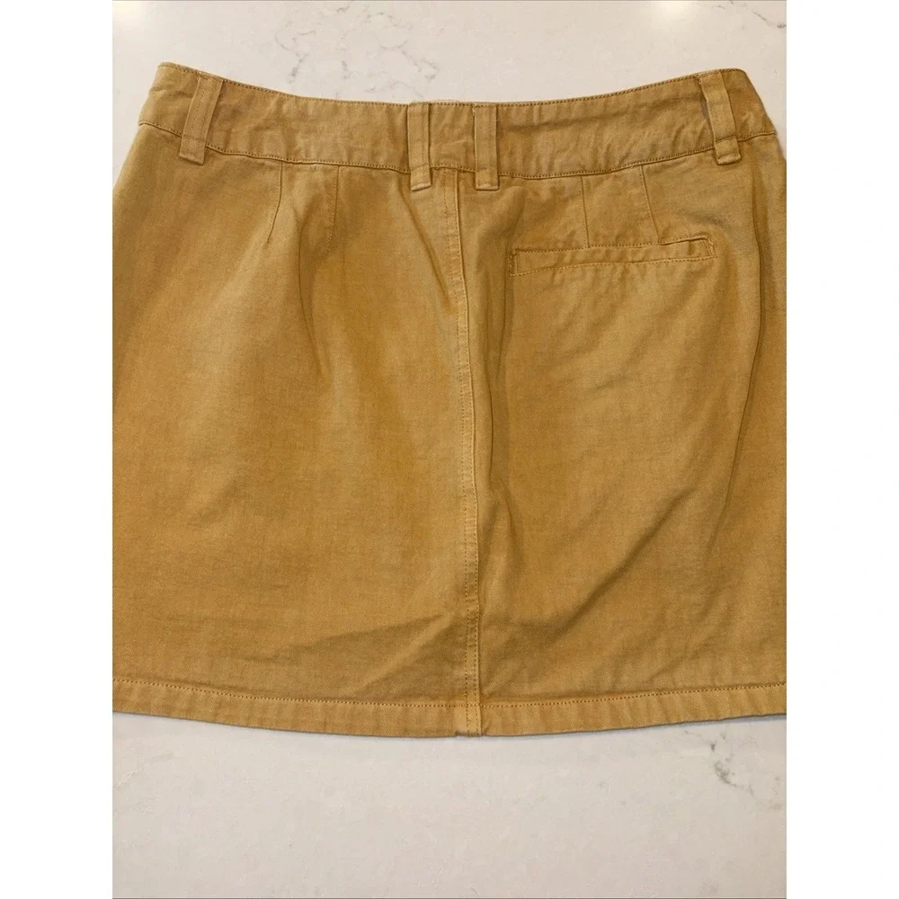 Free People Cotton Mini Skirt Womens 8 Pleated Indie Boho Retro Academia Mustard